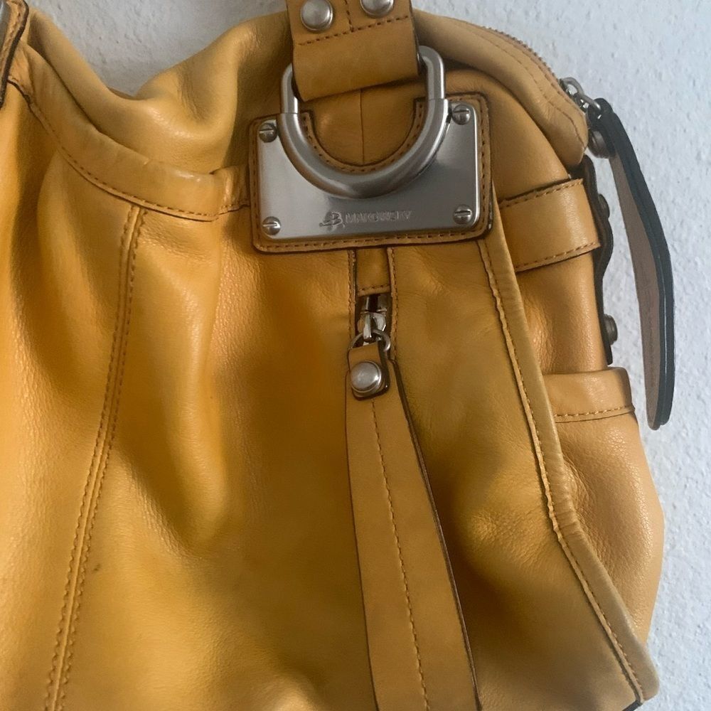 B. Makowsky Mustard Yellow Leather Shoulder Bag - Picture 7 of 9